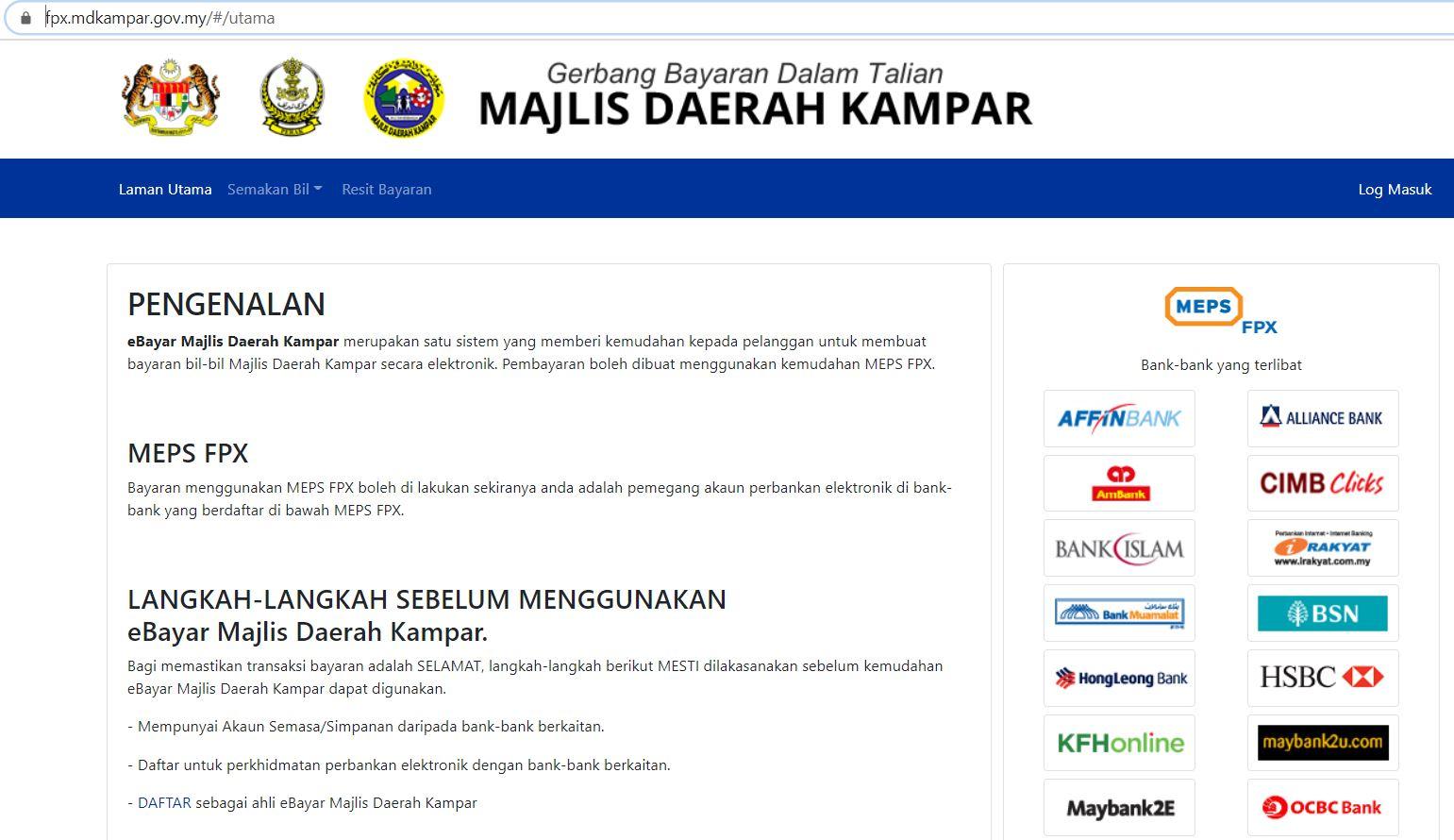 E Perkhidmatan Portal Rasmi Majlis Daerah Kampar Mdkpr