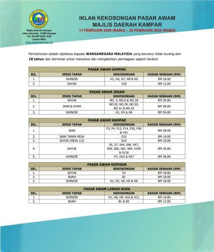 IKLAN KEKOSONGAN PASAR AWAM 2026