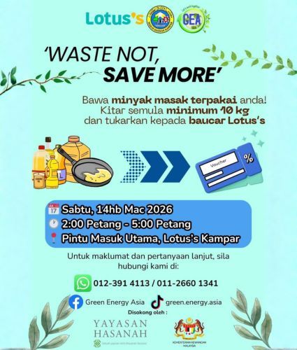 JOM KITAR SEMULA MINYAK MASAK TERPAKAI 14.3.2026