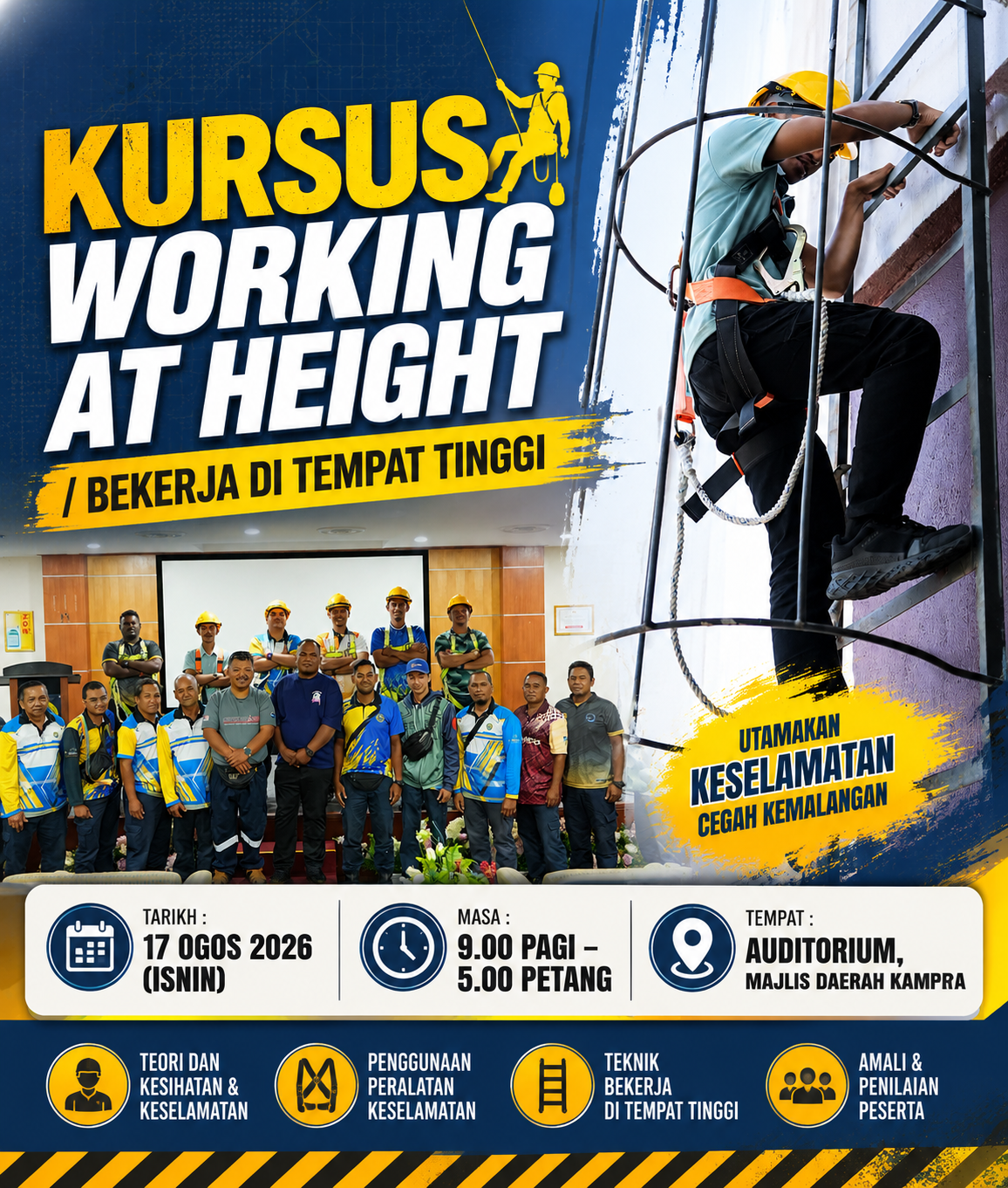 KURSUS WORKING AT HEIGHT ATAU BEKERJA DI TEMPAT TINGGI